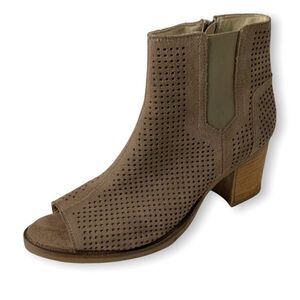 BOS & CO. Brianna Castro Beige Perforated Suede Open Toe Chelsea Boot Euro 42